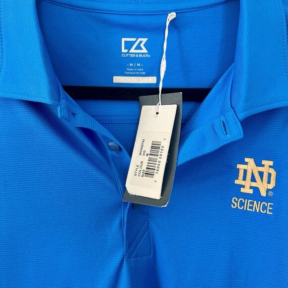 Notre Dame Fighting Irish Cutter & Buck Royal Golf Shirt “Science” Size M - Picture 4 of 6